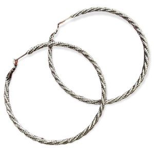 Silver Wrapped Hoop Earrings